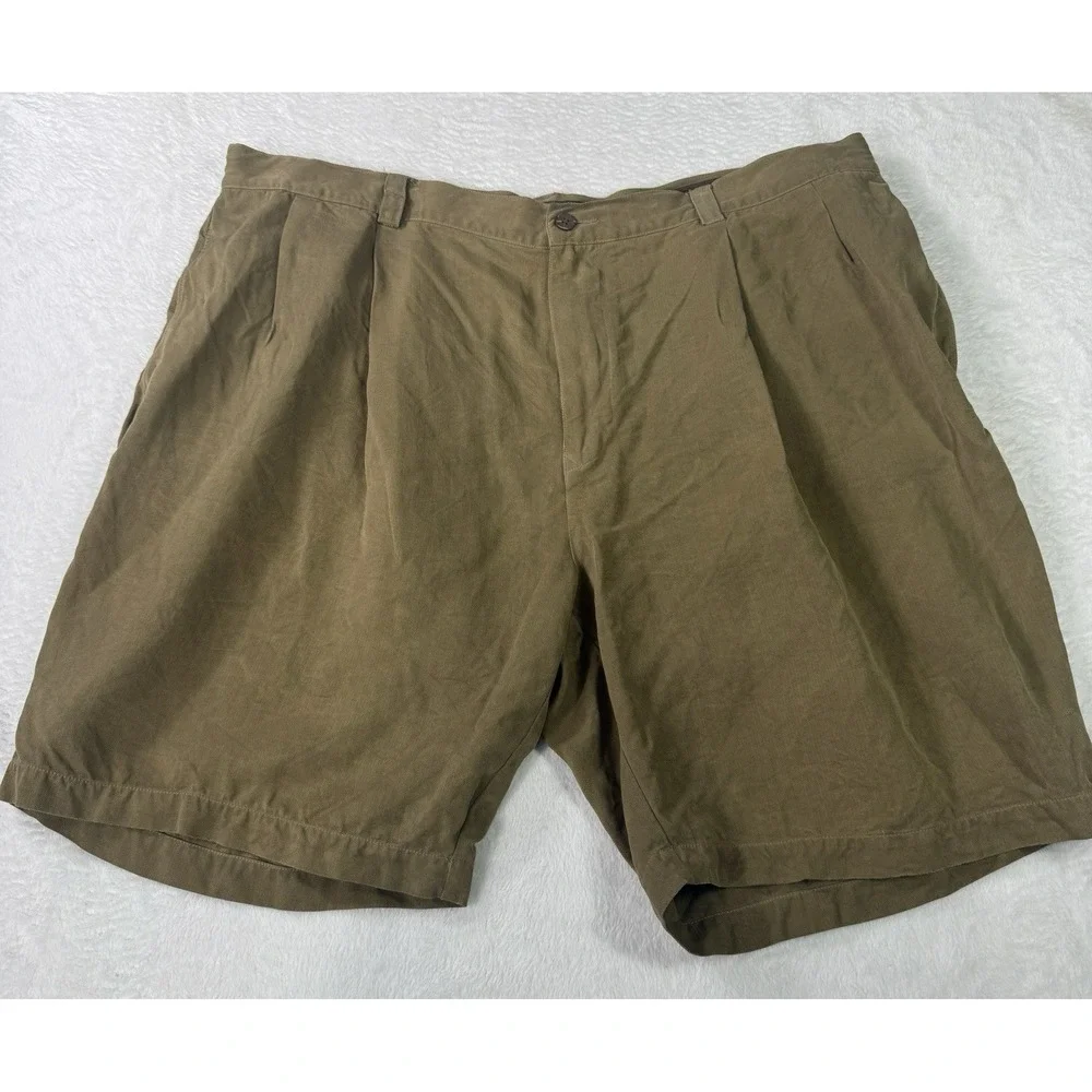 Tommy Bahama Shorts Mens 42 Brown Island Zone Relax‎ Silk Chino Resort Pleated